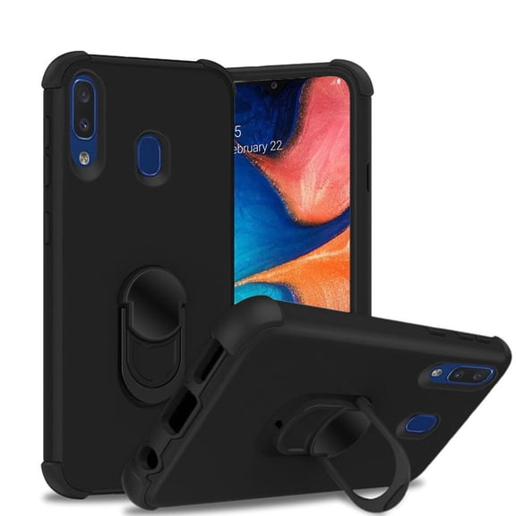 GSA Slim Matte Hybrid Ring Stand Case for Samsung Galaxy A20/A50 - Black