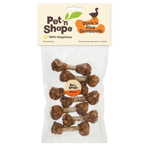 Pet 'n Shape Duck 'n Rice Dumbells - Natural Dog Treats, Duck, 3 Ounce