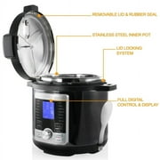 MegaChef 6-Qt. Stainless-Steel Electric Digital Pressure Cooker with Lid, Silver/Black