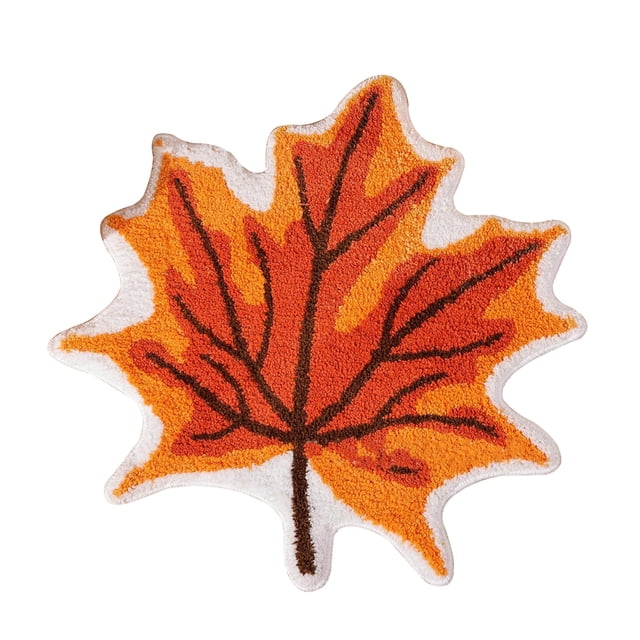 Thanksgiving Maple Leaf Bath Mat For Bathroom Decor Halloween Decoration Orange Bathroom Rug Non Slip Bath Rug Bathroom Mat Shower Rugs