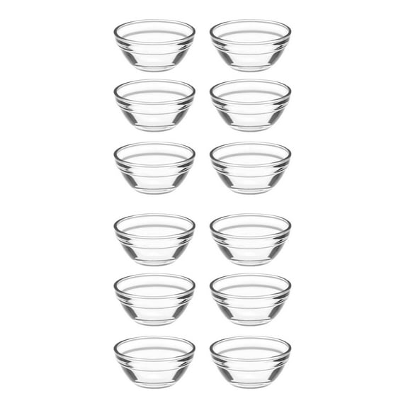 12 Pack Mini Glass Dipping Sauce Cups Pinch Bowl, Little Kitchen Condiment Ingredient Prep Salad Dishes