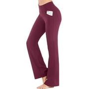 Women's Bootcut Yoga Pants with Pockets Moisture-Wicking High Waist Bootleg Gym Fitness Trousers Plus Size Pant Stretch Yoga Workout Flare Pants