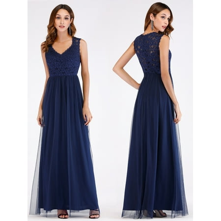 - Ever-Pretty Women's Lace Navy Blue Long Formal Evening Bridesmaid Mother of the Bride Dresses for Women 07509 US 4