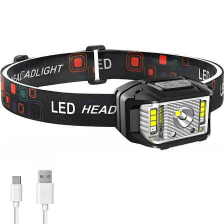 Headlamp Rechargeable, 1200 Lumen Super Bright Motion Sensor LED Head Lamp flashlight, Waterproof Headlight with White Red Light,14 Modes Head Lights for Outdoor Camping Running