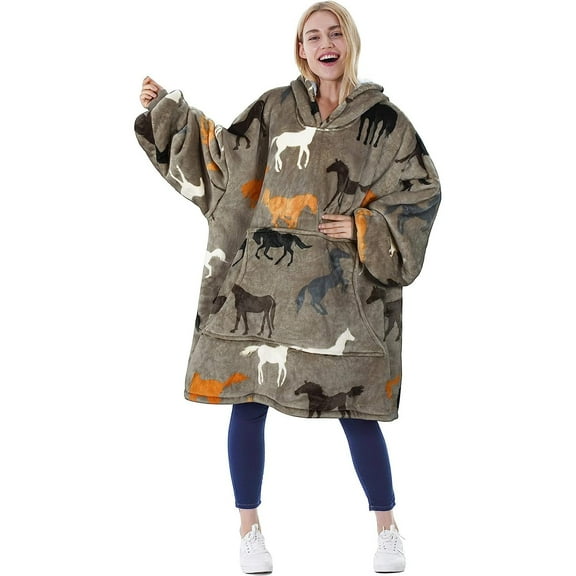 Bilot Oversized Wearable Blanket Hoodie, Blanket Hoodie for Women Men Adult, Soft Blanket Sweatshirt Hoodie with Large Pocket