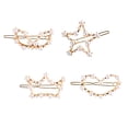 thumbnail image 4 of GOOHOCHY 4 pinzas para el pelo huecas con forma de corazón, con diseño geométrico de perlas, para niñas (estrella de cinco puntas, corona, corazón y orejas de conejo)., 4 of 8