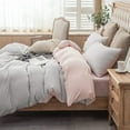 thumbnail image 5 of PURE ERA Classic Striped 3 pc Duvet Cover Set Jersey Knit T-Shirt Cotton Ultra Soft Grey Pink Pinstripe King, 5 of 6