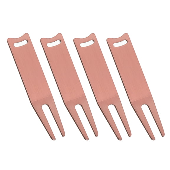 Uxcell Metal Bending Golf Divot Repair Tool Metal Golf Fork Accessory Curved Spit for Golf Golfer, Copper, 4 Pcs