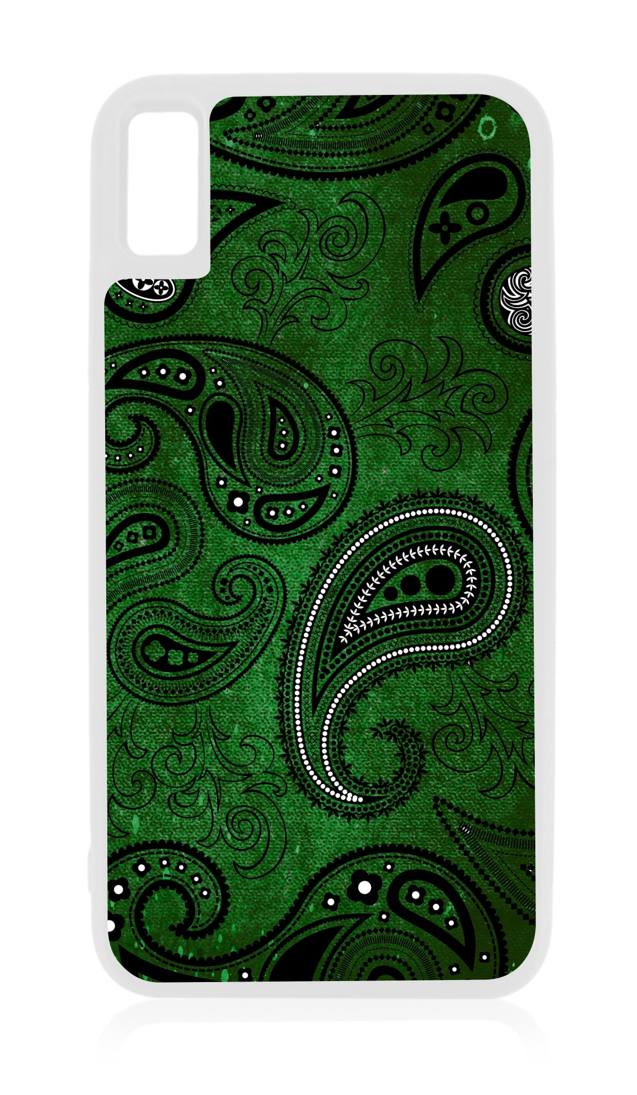 Green Grunge Bandana Paisley White Rubber Case for iPhone XR iPhone