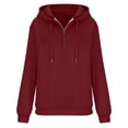 thumbnail image 4 of Kayannuo Zip Up Hoodies for Women Plus Size Fall Sweatshirts for Women Women's Long Sleeved Solid Color Loose Zippered V-neck Hoodie, 4 of 6