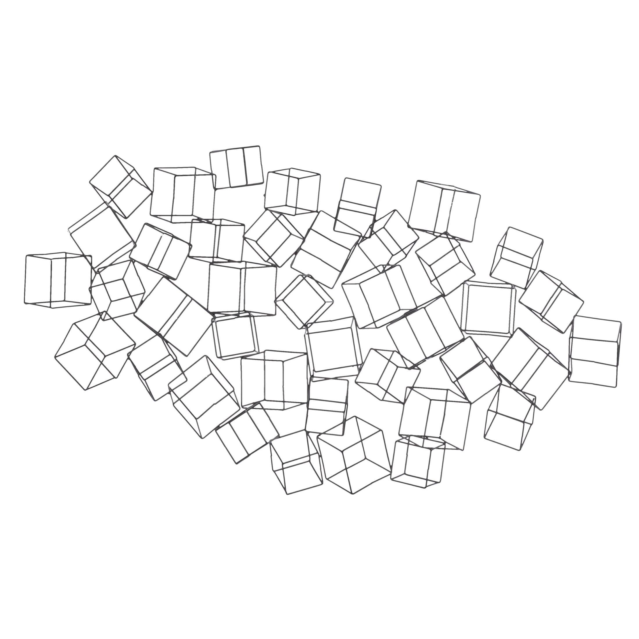 DecMode Black Metal 3D Layered Wire Cube Geometric Wall Decor