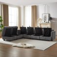 thumbnail image 3 of Cloud Couch Sectional, 113.5'' U-Shaped Modular Sofa for Living Room, Corduroy Sectional Couch with Storage Ottoman & Chaise, 6-Seat Convertible Living Room Furniture - Dark Gray, 3 of 10