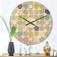 thumbnail image 2 of Designart 'Leaves With Geometric Pattern' Mid-Century Modern Wood Wall Clock, 2 of 5
