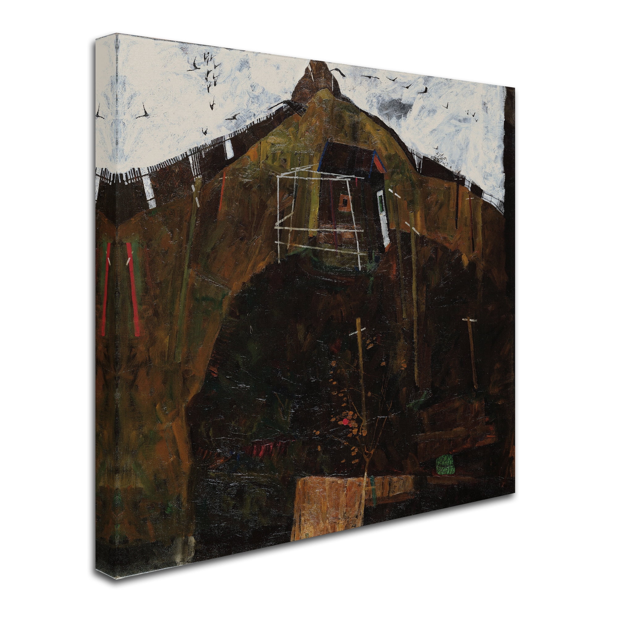 Egon Schiele 'Landscape With Ravens' Canvas Art