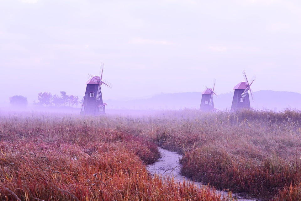 Canvas Print Wind Morning Fog Silver Grass Sky Windmill Field Stretched Canvas 10 X 14 Walmart Com Walmart Com
