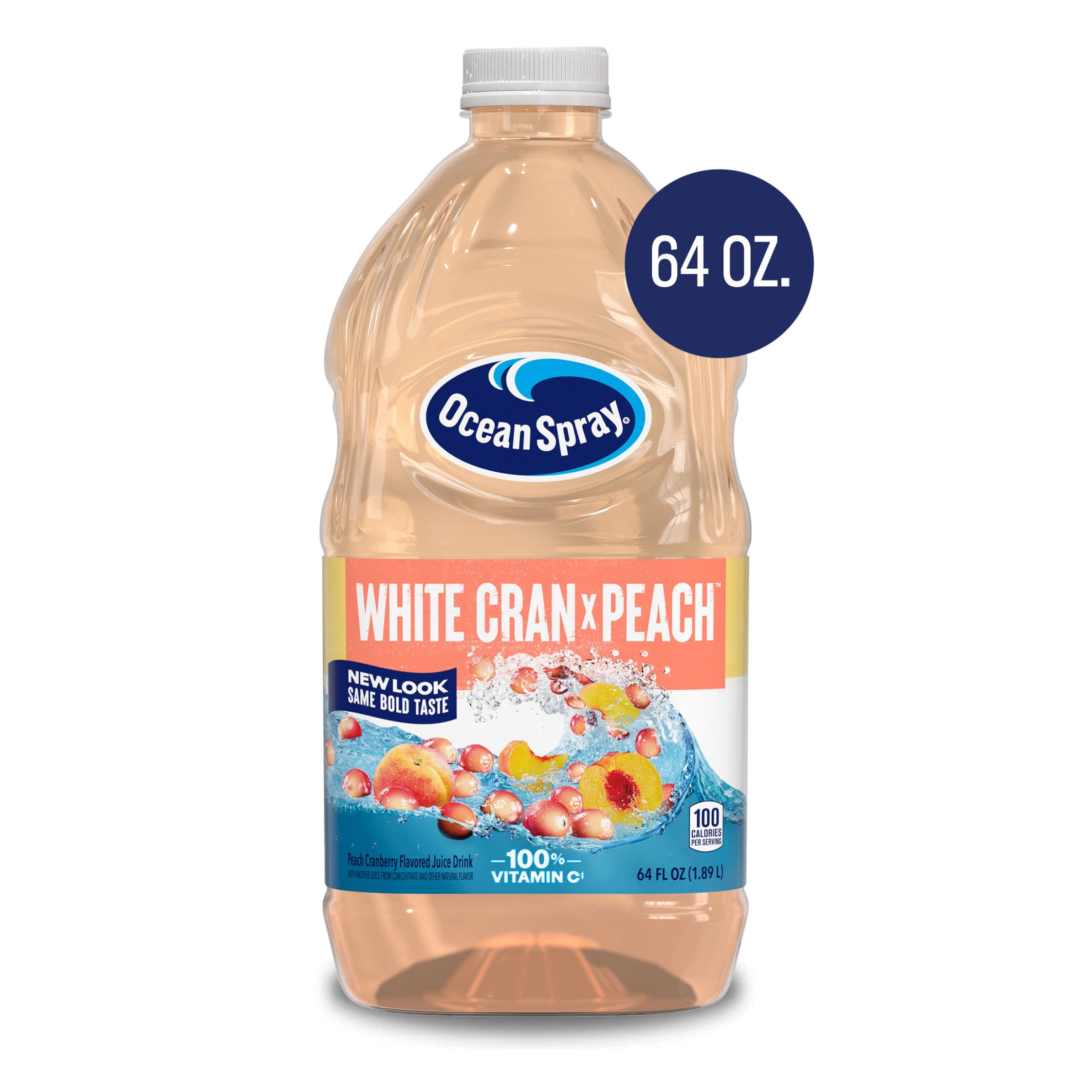 (8 pack) Ocean Spray® White Cran-Peach Juice Drink, 64 fl oz Bottle