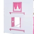 thumbnail image 6 of Harper & Bright Designs Full Over Full Bunk Wood House Bed with Elegant Windows Sills and Tent, Full House Bunk Beds, Pink, 6 of 17