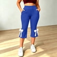 thumbnail image 5 of Noric Women's Plus Size High Waist Capri Leggings with Pockets Bow Tie High Rise Stretchy Casual Workout Cropped Yoga Pants, 5 of 8
