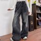 thumbnail image 3 of Pantalones vaqueros holgados negros lavados con grafiti de Hello Kitty de Sanrio para mujer, pantalones de pierna ancha estilo urbano vintage de dibujos animados, pantalones de tendencia coreana Y2k, 3 of 5