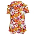 thumbnail image 5 of Fall Maple Leaf ! Womens Summer V Neck Zipper Top Short Sleeve T Shirt Off Shoulder Top Casual Classy Loose Shirts, 5 of 7
