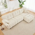 thumbnail image 6 of Modern Solid Wood Three-Seater Sofa with Ottoman in White, 6 of 19