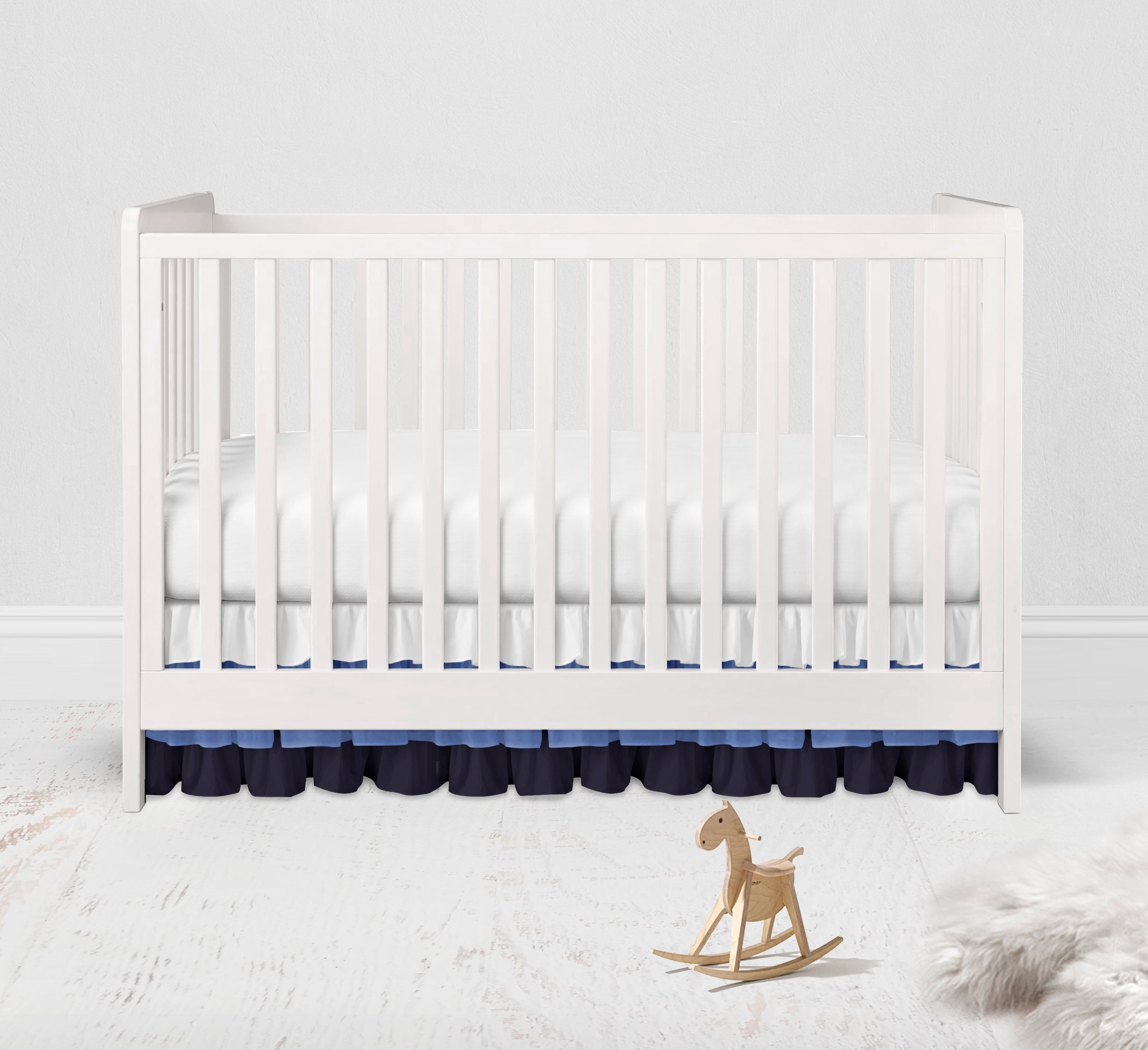 Bacati - Mix N Match Solid 3 Layer Ruffled Crib Skirt (White/Coral/Grey)