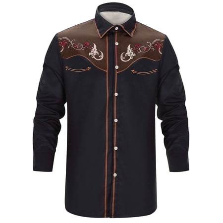 Kiijoy Boys Long Sleeve Western Shirt Kids Casual Button Down Cowboy Shirt Sizes 4-13