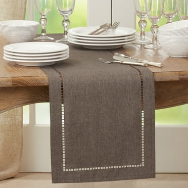 Saro Lifestyle Laser-Cut Hemstitch Table Runner