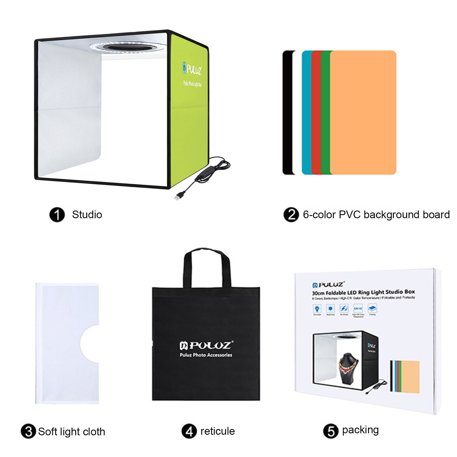 Boîte à Lumière NEEWER 40cm - Tente Photo LED Avec 4 Fondos | Luminosité Réglable, Portable Pour Studio