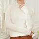 thumbnail image 2 of Suéter de cuello alto medio para mujer, jersey básico vintage de punto liso, informal, ajustado, para otoño e invierno, 2 of 5