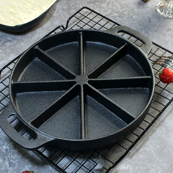 Tineasur Black Metal Cake Pan Cast Iron Skillet with Efficient Heat Transfer and Double Handles