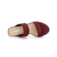 thumbnail image 5 of BLISSFUL STEP Women's Shoes Dual Straps Mid Block Heel Slide Sandals Burgundy 7.5, 5 of 8