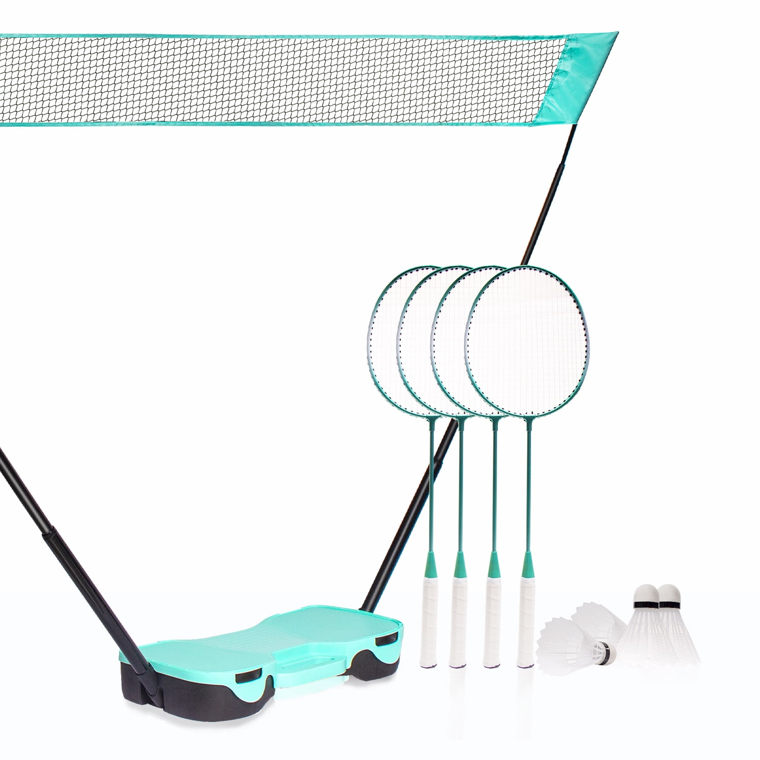 Badminton Set, with Net, 4 Racket, 4 Birdies, Portable Storage Box, for Backyards, Outdoor Games, Yard Games