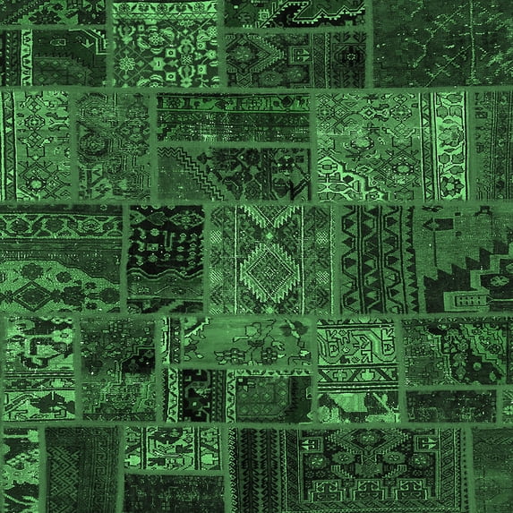 Ahgly Company Indoor Square Oriental Emerald Green Modern Area Rugs, 5' Square