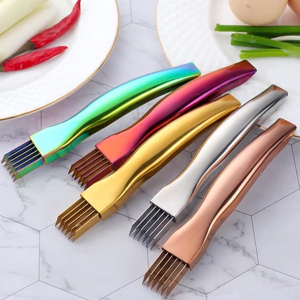 Xihbxyly Cuchillo Shred Silk, Hoja de Acero Inoxidable, Corte de Verduras Sin Esfuerzo, Multifuncional para Cebolletas, Cebolletas y Más, Fácil de Usar, Incluye Funda Protectora, Tamaño 16 X 3 Cm