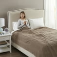 Beautyrest Electric Micro Fleece Heated Solid Blanket, Queen, Brown