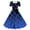 Blue Rose Print, variant on Women'S Rainbow Leopard Print Print Square Neck Dress Short Sleeve Tie Waist A-Line Midi Swing Dress