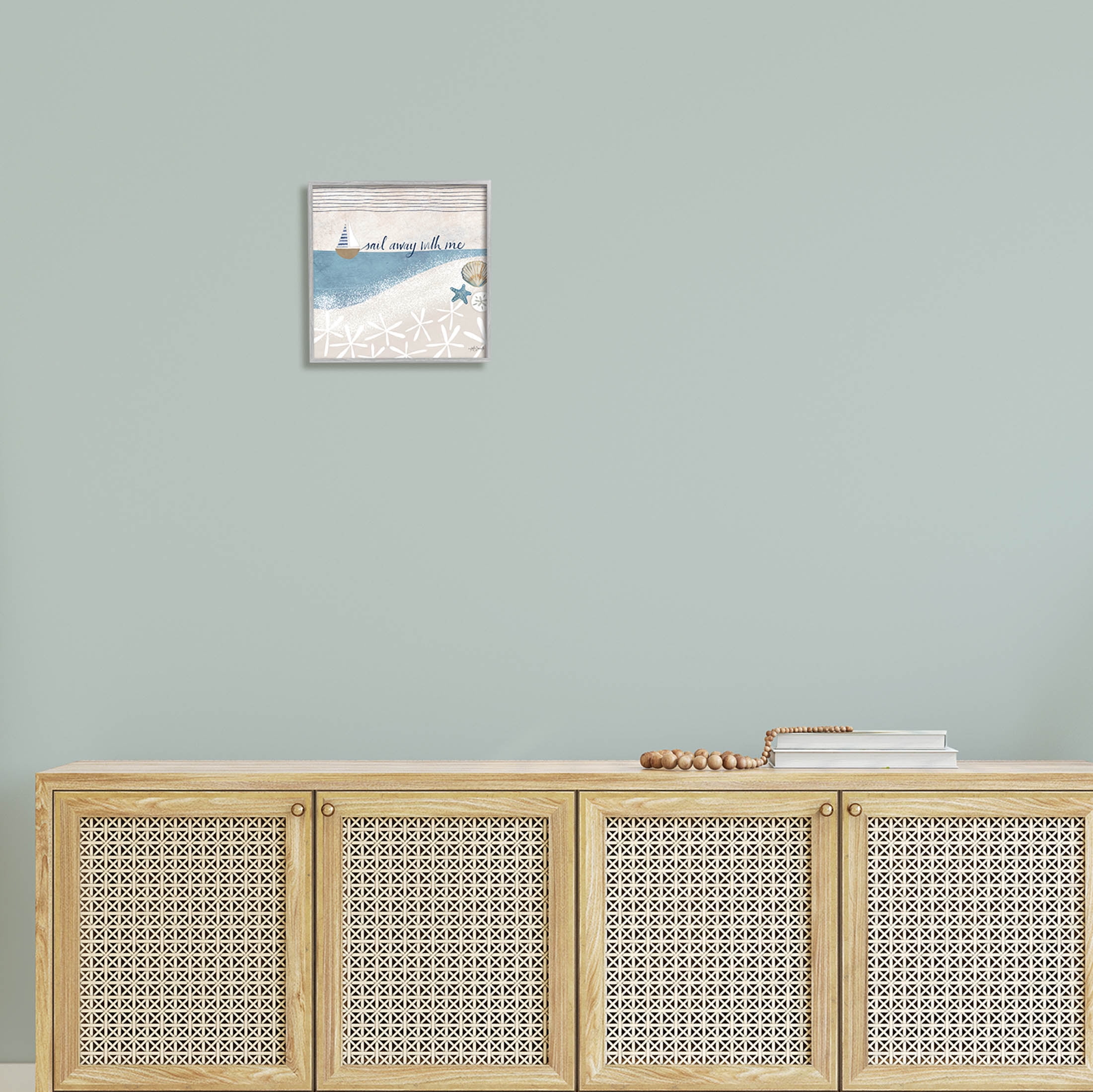 Stupell Industries Sail Away With Me Patterned Beach Graphic Art Gray Framed Art Print Wall Art, Design by Katie Doucette