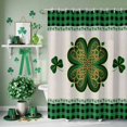 thumbnail image 3 of Shower Curtain, St. Patrick's Day Celtic Knot Lucky Clovers Waterproof Shower Curtain Set with Hooks for Bathroom Showers,Stalls and Bathtubs,54x78In Green Black Buffalo Plaid, 3 of 9
