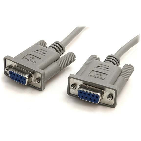 StarTech 10' Serial Null Modem Cable with 9 Pin D-Sub DB9 Female Connectors, Gray