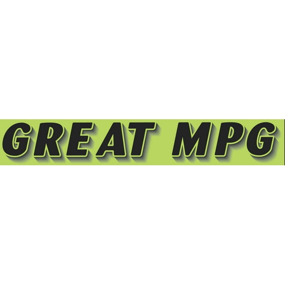 Rectangular Slogan Windshield Sticker - Black/Neon Green - "Great MPG" - 14 1/2ʺL x 2 3/4ʺH - Pack of 12