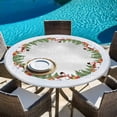 thumbnail image 6 of Christmas Round Tablecloth, Fitted Table Cover with Elastic for 36"-44" Round Tables, Xmas Snowman Winter Tree Snowflakes Grey Table Cloth Outdoor Indoor Dinning Party Waterproof Tablecloths, 6 of 7