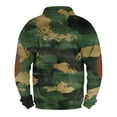 thumbnail image 5 of Men's Stand Collar Sweatshirt with 3 Buttons & Camouflage Print, Outdoor Casual Fleece Top for Streetwear, Christmas, Fall Winter, Hiking and Urban Exploration,Dark Green,L, 5 of 5