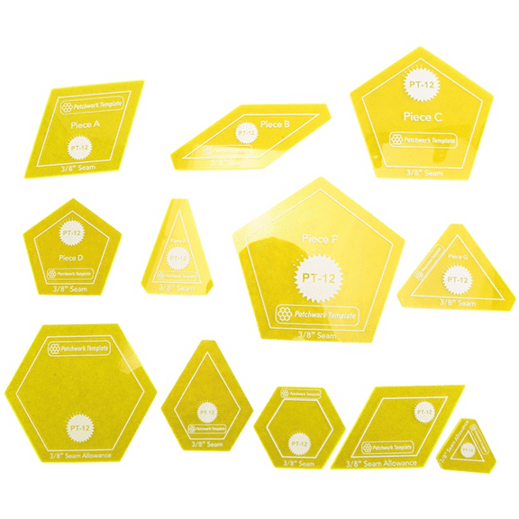 Set of 12 Patchwork/English Paper Piecing Quilt Template Set,Hand Sewing Diamond Triangle Patchwork Tool