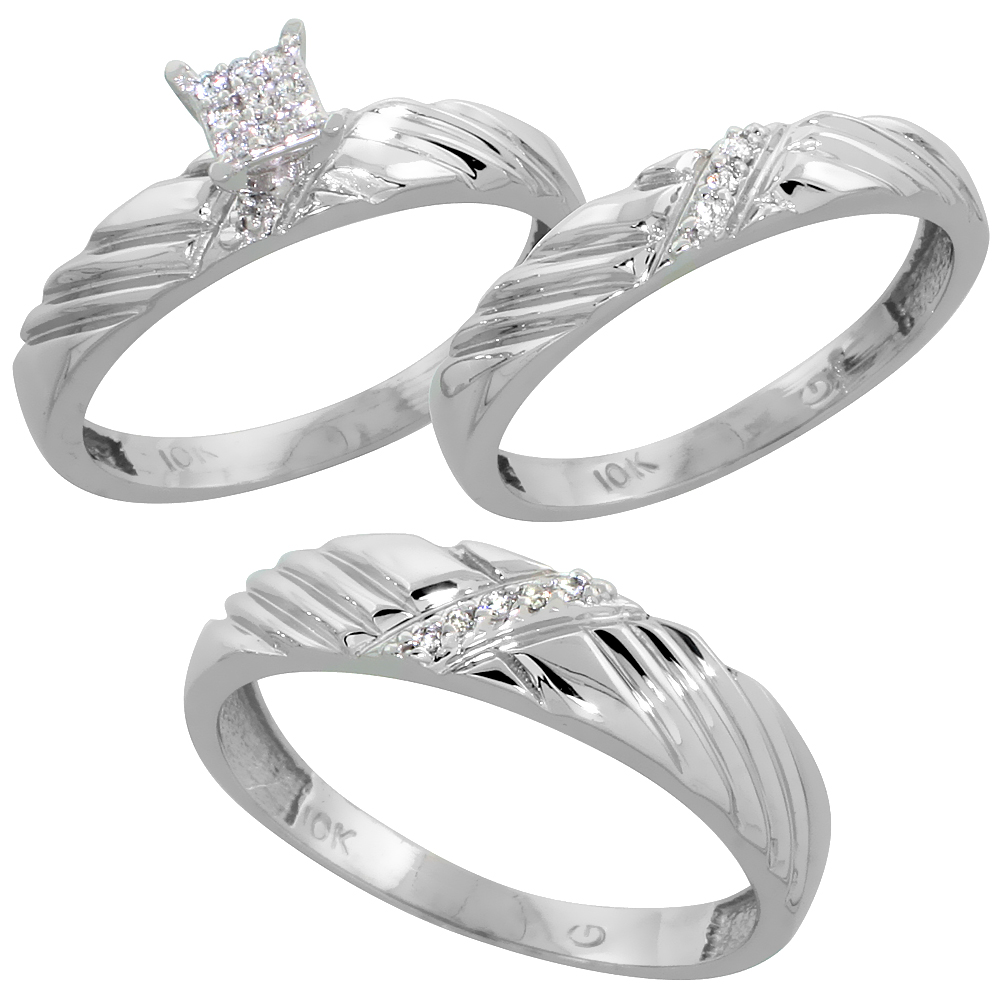 Gabriella Gold  10k Gold  Diamond Trio Engagement Wedding  