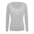 thumbnail image 5 of TYGHBN Fashion Women Solid Color Square Collar Long Sleeve Casual Blouse T-shirt Tops Shirts Long Sleeved Juniors Graphic Tops Medium Shirt Womens Too Long Sleeve Rayon Tops for Women Shirt for Women, 5 of 5