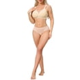 thumbnail image 2 of INSPIRE CHIC Plus Size for Women's Mesh V-Neck Wirefree Seamless Soft Bras Full Coverage Minimizers M Beige, 2 of 4