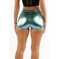 thumbnail image 4 of Metallic Booty Shorts Sparkly Short Shorts - Shiny Sexy Hotpants for Rave Dance Disco Party Costume LT Blue 1X, 4 of 4