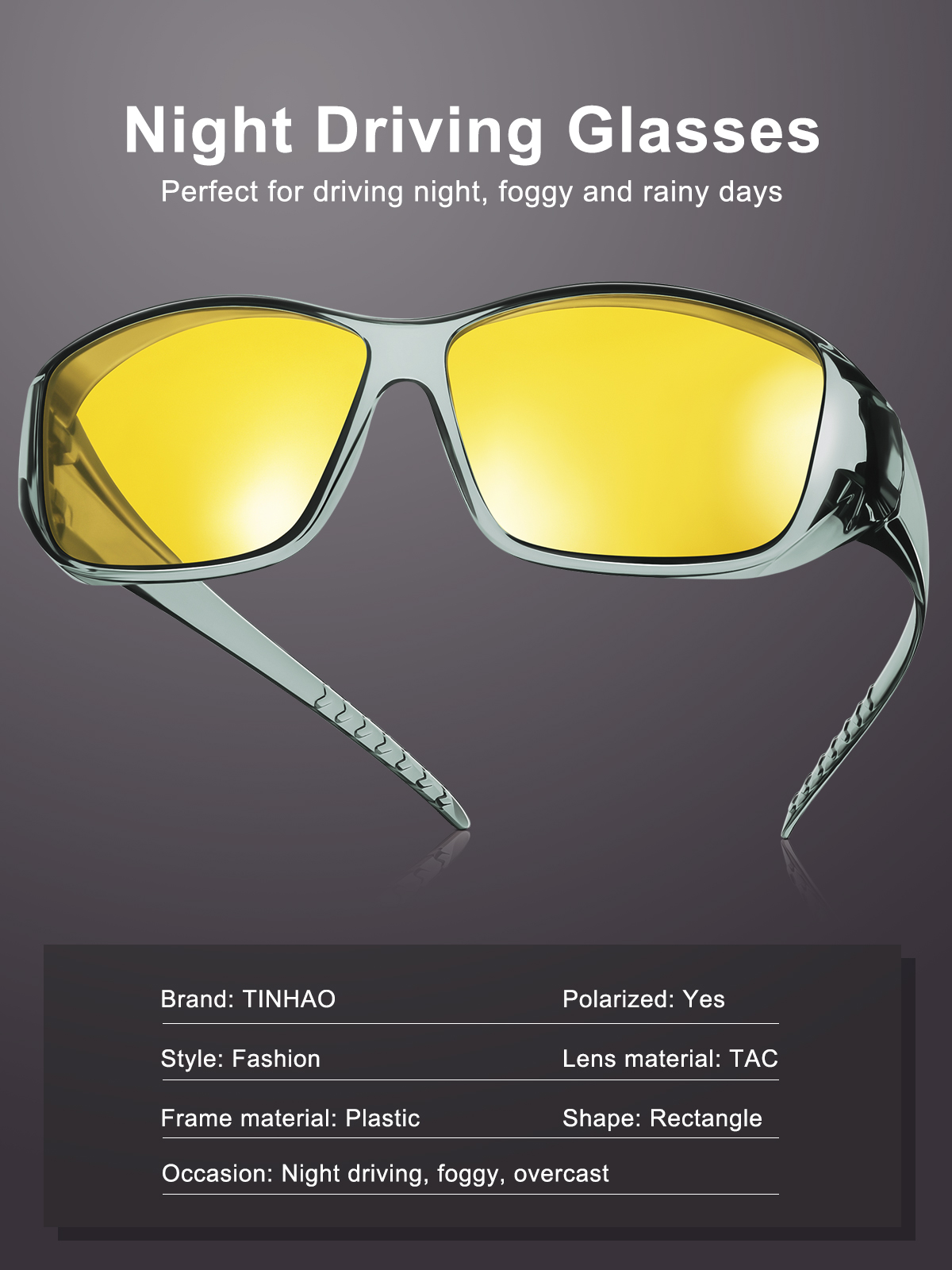 Tinhao Night Driving Wrap Around Glasses Fit Over Glasses For Men Women Anti Glare Hd Night 