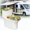 thumbnail image 6 of HELLHERO Bathroom Toilet Cover Set Adjustable & Non-Slip Toilet Lid Cover Easy to Install 2 Pcs Set, Vintage Sunflower and Butterfly Pattern, 6 of 8